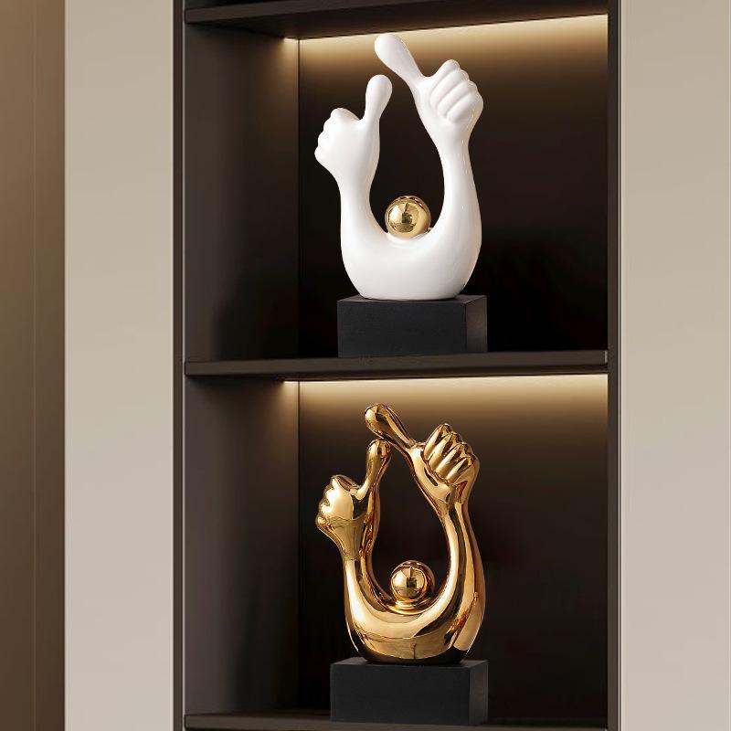 Modern Ceramic Ornaments  Creative Character Gesture Sculpture  Desktop Figurines Accessories Decoration Coffee Table Sculpture