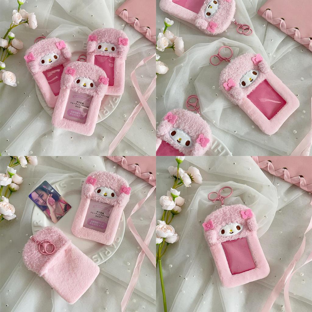 Sheep Soft Plush Card Case With Keychain For Campus Card And Id Organizer