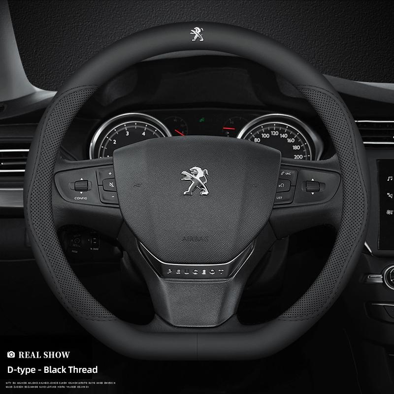 Auto 38CM Lenkradbezug Atmungsaktiv Anti-Rutsch Leder für Peugeot 5008 408 308 Landtrek 208 2008 3008 Rifter 508 301 108
