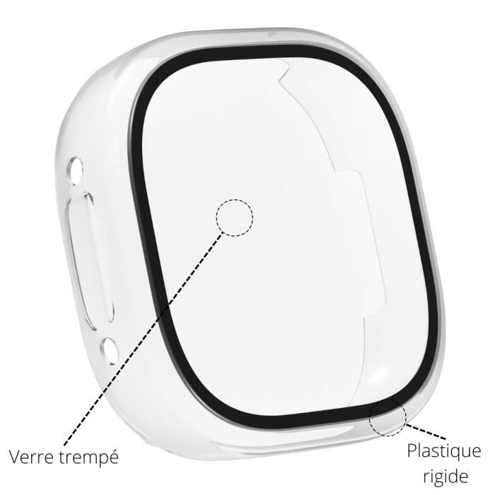 Carcasă compatibilă Fitbit VERSA 4 - Fitbit SENSE 2 - Protecție rigidă husă transparentă ecran sticlă securizată Phonillico®