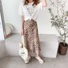 Women Leopard Print Chiffon Midi Skirt, High Waist Zipper Elastic Waist A-Line Skirt, Slim Flowy Skirt for Spring Summer Office Party Casual Outfits