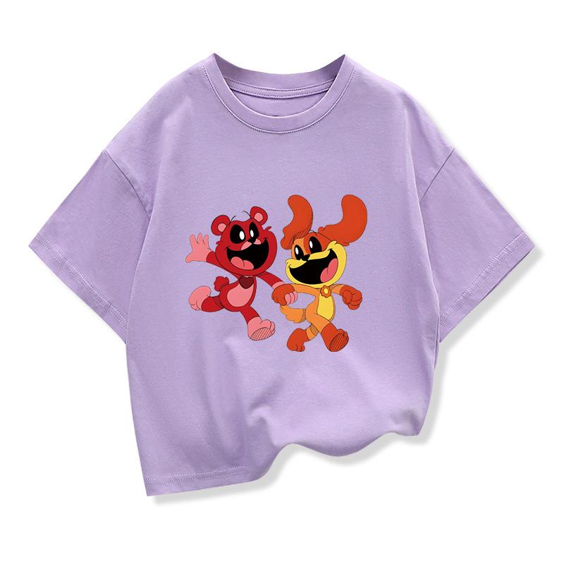 

2025 New Cute Smiling Critters Children s Clothes T-shirt Teen Girls Summer Loose Tee Kids Short Sleeve Crewneck Tops 100