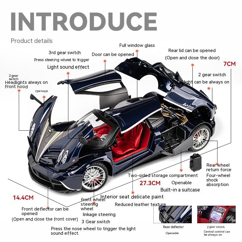 Pagani Huayra Dinastia Sportwagen-Modell im Maßstab 1:18 aus Metallguss, mit realistischem Sound und Lichteffekten – das perfekte Geschenk für Kinder.
