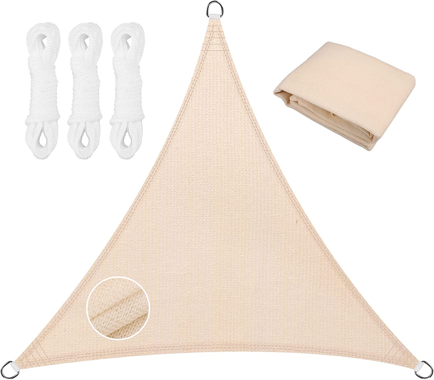 HDPE Sun Shade Sail Canopy Triangle 5x5x5M UV-Protection Breathable Awning for Garden Outdoor Patio Camping Shelters Car Tents 5X5X5M