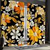 2 Stück Groovy 70er Boho Blumen Verdunkelungsvorhänge, Traditionelles Orangefarbenes Blumendesign, Halbtransparente Polyester Stangentaschen-Vorhänge für Livi