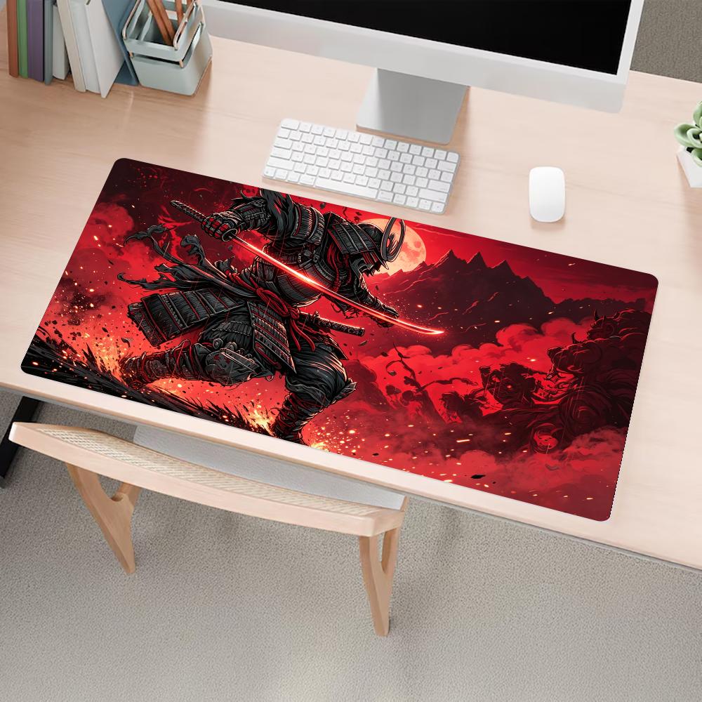 Tapis de Souris Guerrier Samouraï Rouge Accessoires PC Intérieur de Bureau Tapis de Jeu Tapis de Souris Décoration de Bureau Décoration Configuration Gamer