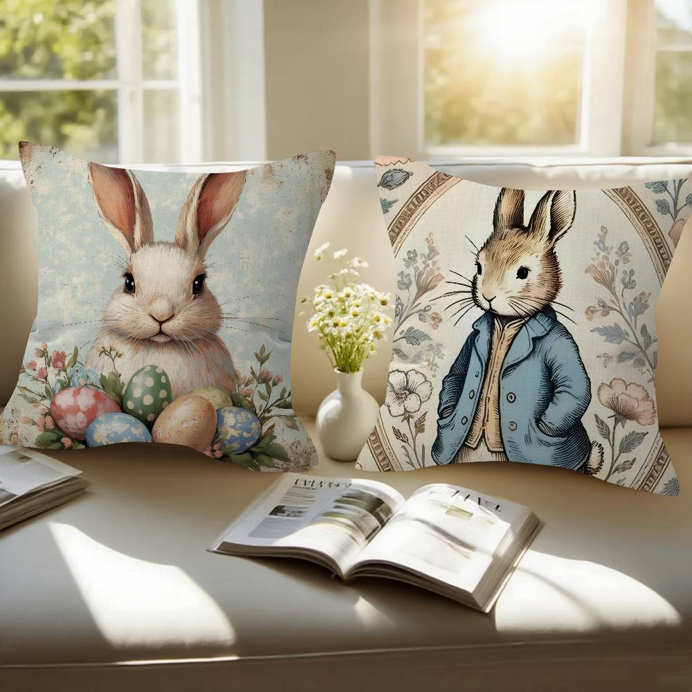 Cushion Cover Pillowcase Upholstery Sofa Throw Pillow Home Decor Pillowcas Easter Bunny Classic