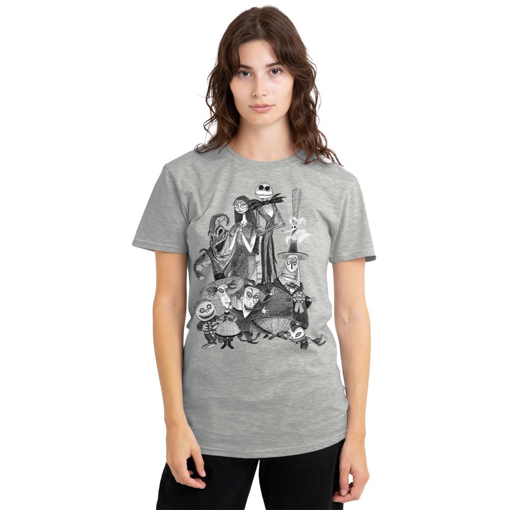 The Nightmare Before Christmas Womens/Ladies Jack Sally Monster Drawing Heather T-Shirt