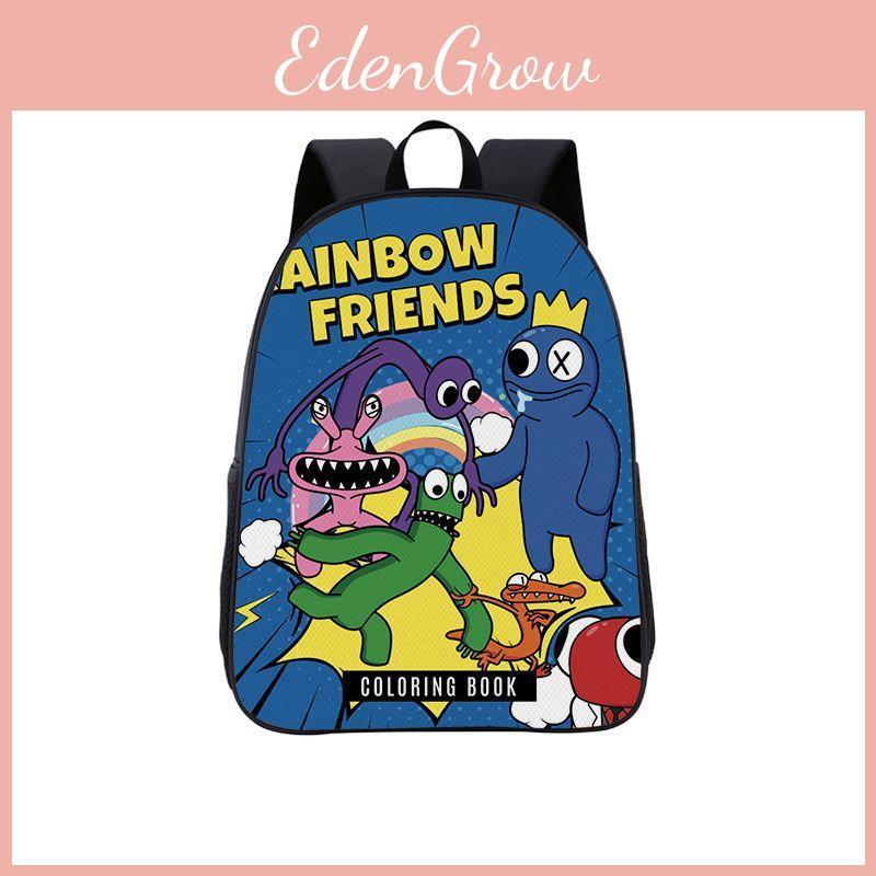 Rainbow Friends Color Anime Cartoon Print School Backpack For Boys Girls And