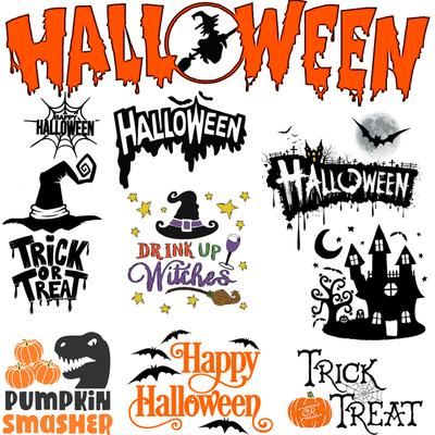 Halloween Bügeleisen Hitzetransfer Kleidung Wickelrock Wasserdichter Aufnäher Kapuzenpullover T-Shirt Schürze Heißkleber Bedruckt Feiertagsdekoration Geschenke