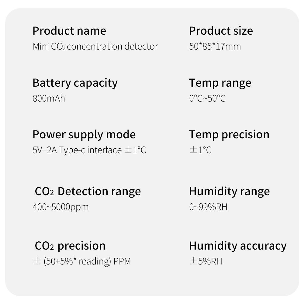Home and Outdoor Portable LCD Digital Carbon Dioxide Detector Mini 3 in 1 Air Quality Tester Multifunction CO2 Gas Thermometer Hygrometer Touch Sensor