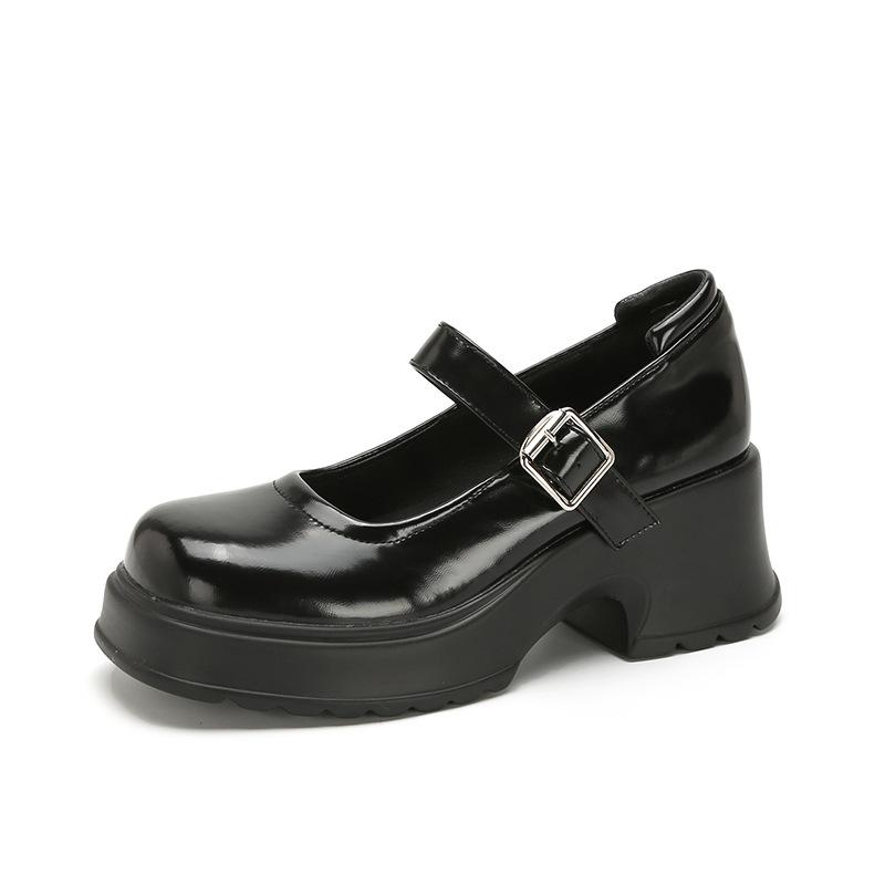 

Туфли женские Мэри Джейн лето 2025 новые универсальные на высоком каблуке маленькие белые французские туфли с юбкой 34 чёрный