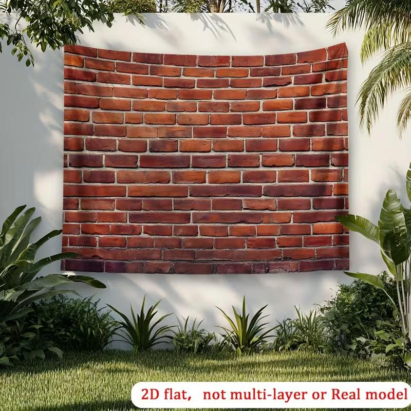 Red Brick Wall Tapestry, Rustic Brick Print Wall Hanging Decor