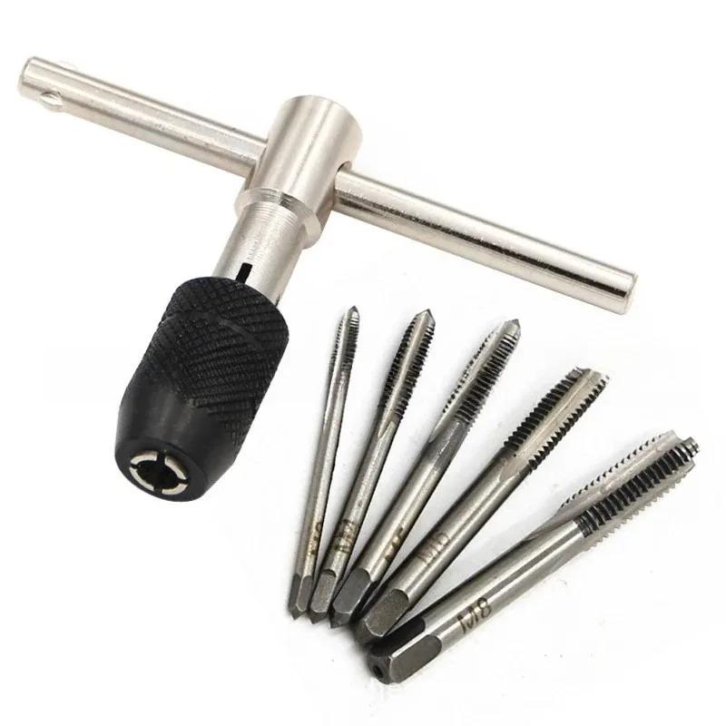 Manual Tapping Wrench Thread Tapping Tool Set M3-M8 3mm-6mm and 5-12mm-M5-M12 T-shaped Tool Kit Easy To Install