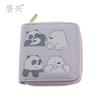 New Pink Panda Cartoon PU Short Small Wallet, Bear Children's Bag Student