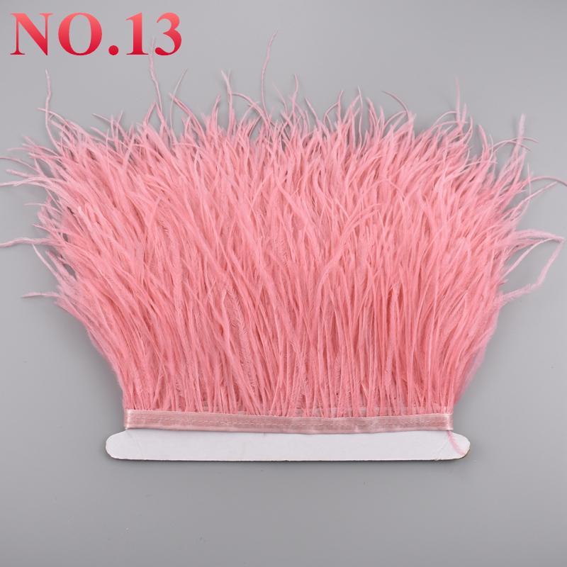 10Meters Ostrich Feathers On Ribbon On Tape 10-15Cm 4-6" Feather Trim Boa For Clothes Sewing White Fringe Dress Skirt Decor Diy