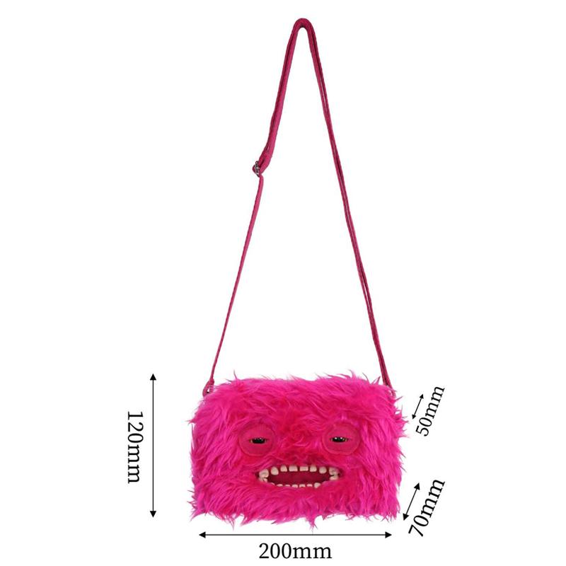 Funny Ugly Monster Plush Crossbody Bag Cute Teeth Design Trendy Toy Ornament Gift Backpack