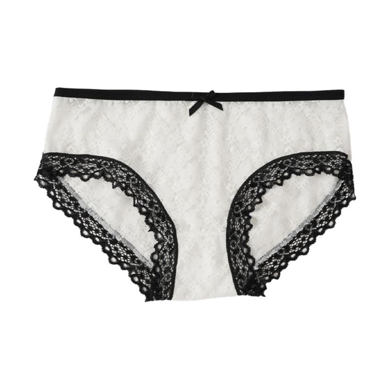Sexy Transparent Lace Flower Panties New Fashion Middle Waist Bowknot Mesh Underwear for Women Lingerie