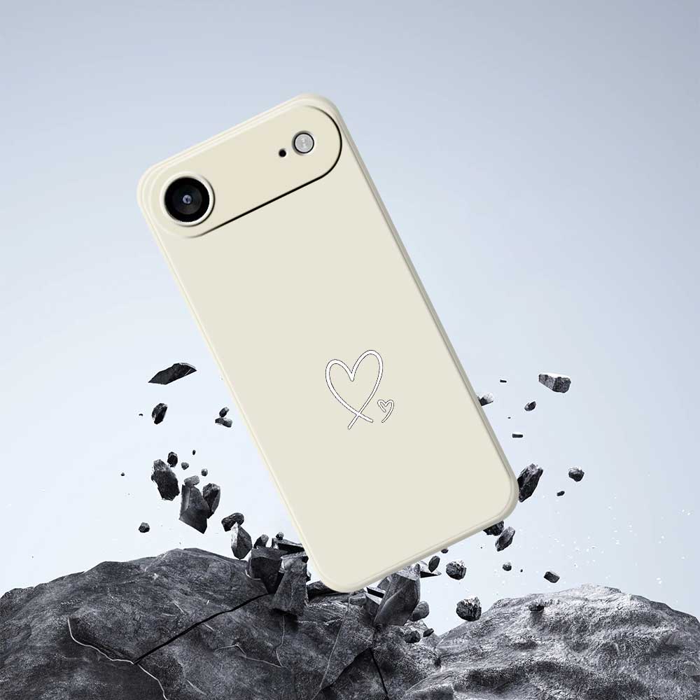 For iPhone 17 Air Case White Love Pattern Printing Straight Edge TPU Phone Back Cover