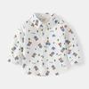 Boys Casual Long Sleeve Cartoon Dinosaur Print Kids Shirt