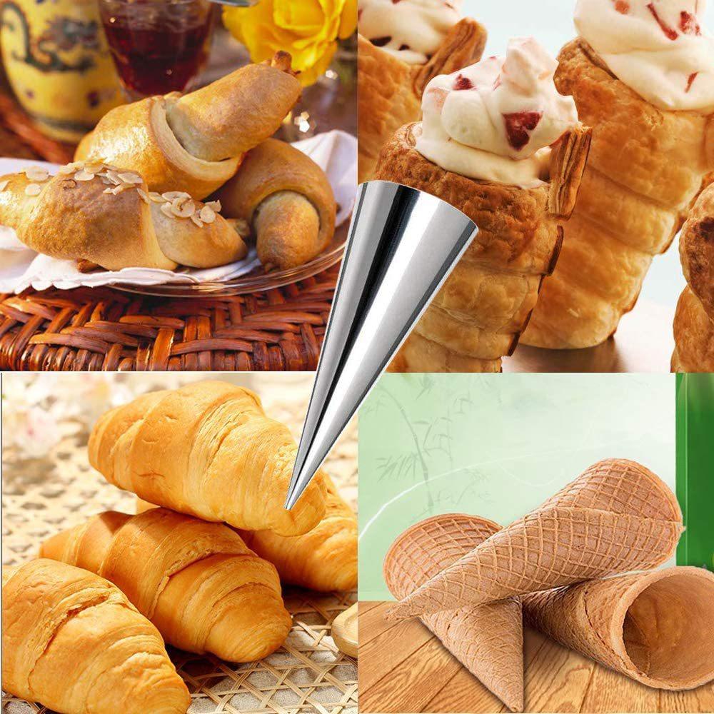 5 Pcs Cream Horn Molds Stainless Steel Cone Tubular Shaped Mold Baking Cones Horn Pastry Roll Kitchen Cookie Dessert Tool