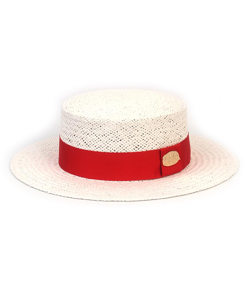 White Red Line Panama Hat