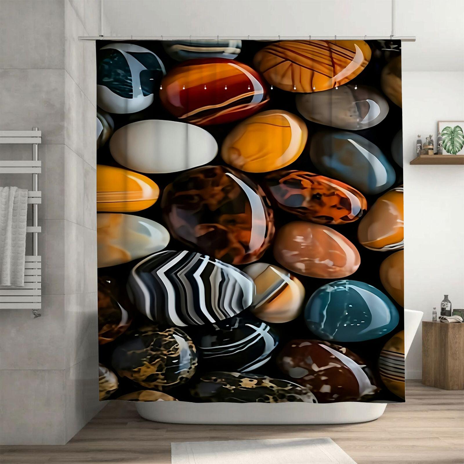 

Abstract Marble Stone Shower Curtain - Modern Artistic Design For A Waterproof And Unique Bathroom Dcor Set W60H190(CM)-1 Pcs