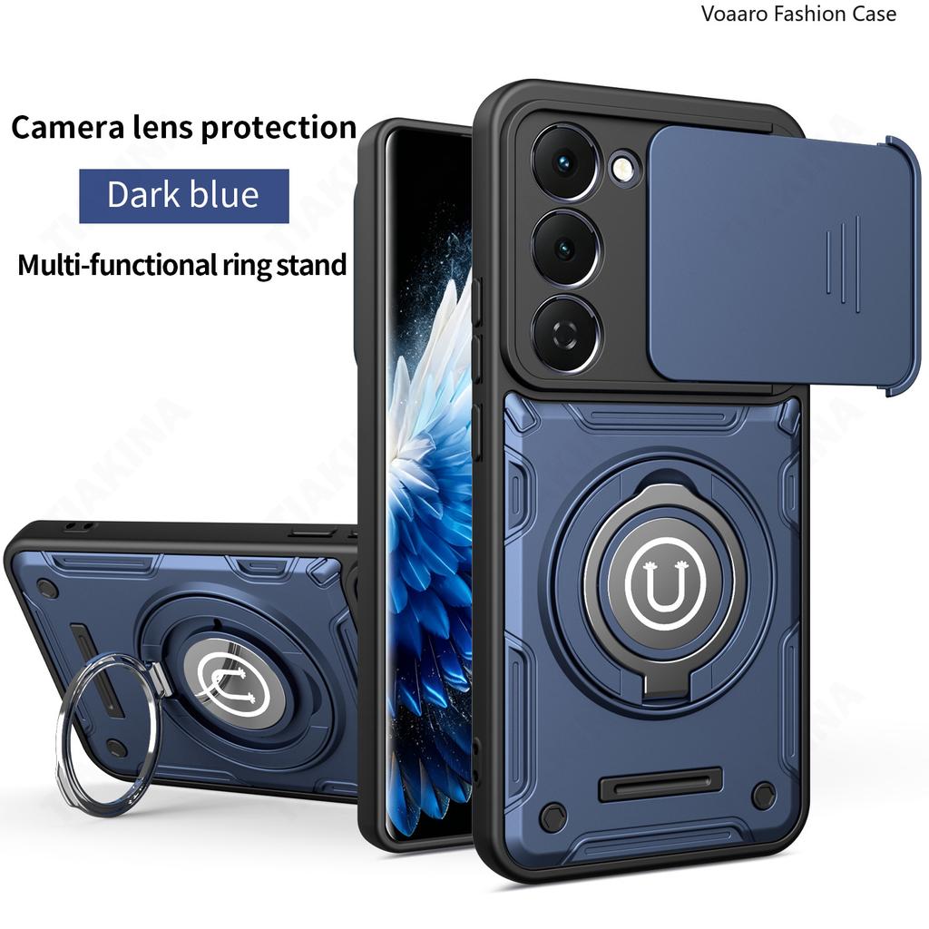 Slide Lens Camera Protection Funda for Tecno Spak 40 Pro Plus Case Magnetic Ring Stand Cover for Tecno Spak 40 4G Armor Case
