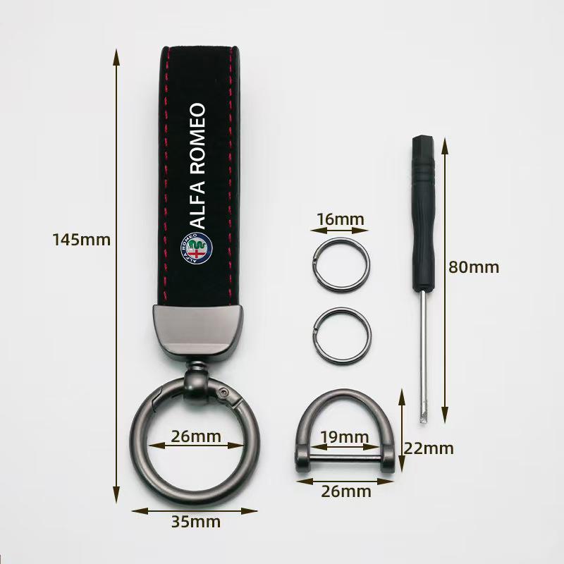 Car Stickers For Alfa Romeo High-end Leather Car Logo Key Chain Keyring Auto Interior Accessories For Alfa Romeo 4C 159 166 Spid
