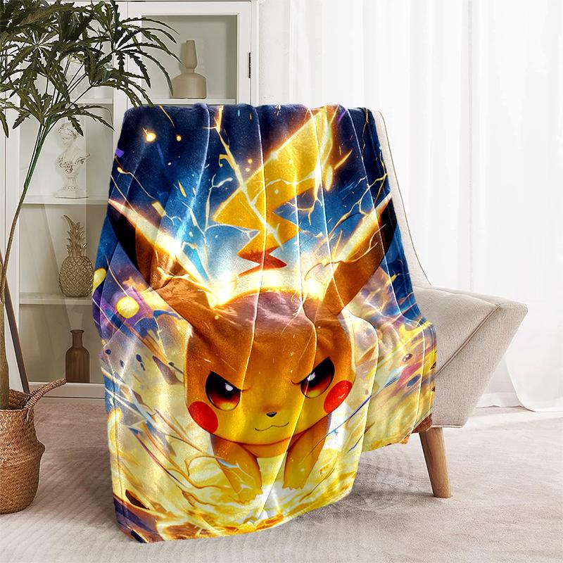 1pc Blanket Pokémon Characters Print Design, Lightweight Blanket for Sofa, Bed- Soft &Warm, Gift for All Seasons Like Christmas, Halloween