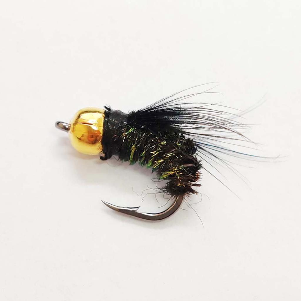 6/10Pcs(Brass Head Black Artificial Tying Fly Fishing Flies Hook & Red tail Dry fly)2Mixed Styles-Trout Dry fly Fishing Perch/Carp Lure Bait