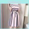 Elegant And Timeless Women Fashion Short Sleeve Casual Dress With Classic Stripes