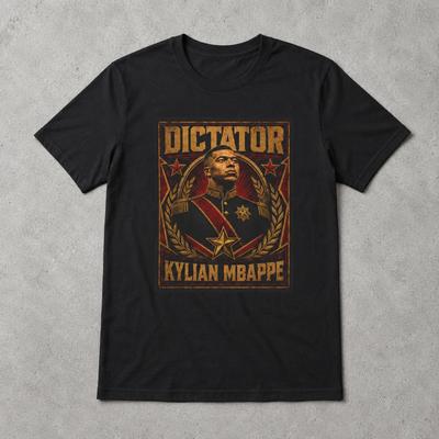 Diktátor Mbappe Meme Bavlněné tričko a dětské tričko | Vtipné Kylian Mbappe Fotbalové tričko | Grafické tričko pro fotbalového fanouška a dětské tričko