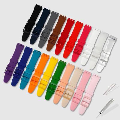 12mm 16mm 17mm 19mm 20mm Weiches Silikonarmband für Swatch Buntes Transparentes Uhrenarmband Uhrenarmband Ersatz mit Werkzeug