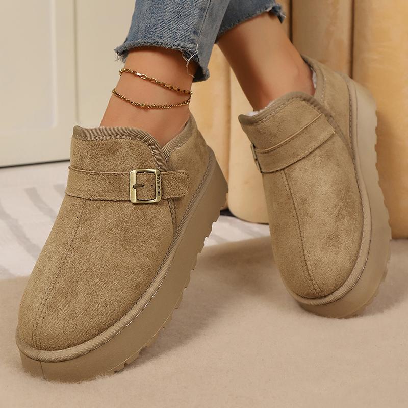 Faux Suede Platform Snow Boots Women Autumn Winter Thicken Plush Ankle Booties Mujer Non Slip Thick Sole Cotton Padded Shoes 43