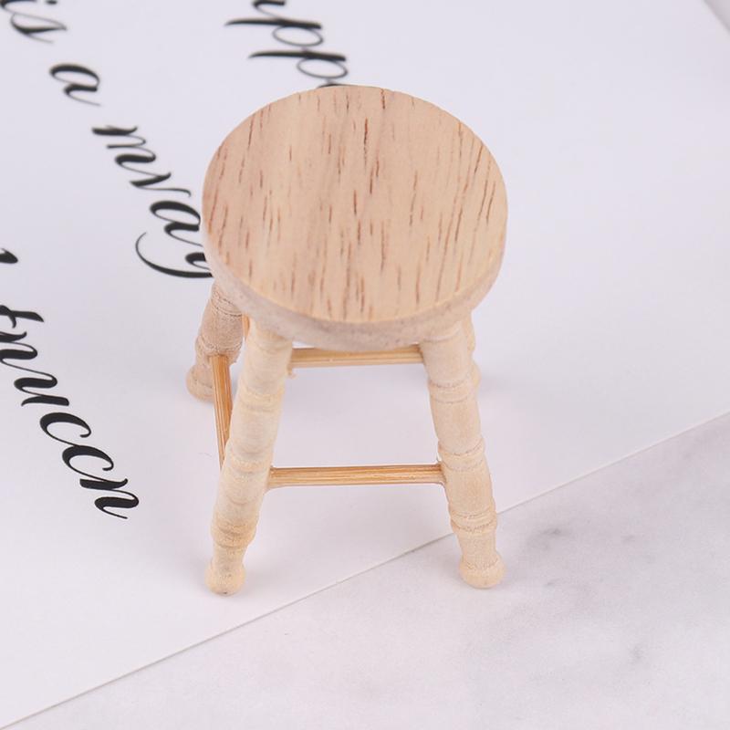 1Pcs Dollhouse Log Round Stool Mini Ornament