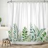 Green Eucalyptus Leaves Plant Shower Curtain Watercolor Leaf Floral Flower Boho Waterproof Bathtub Bathroom Shower Curtain Decor