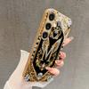Crown M Letter Pattern 2D Phone Case Gold Metal Paint Glass Protective Cover Compatible with Samsung S26 S25 S24 S23 S22 S21 S20