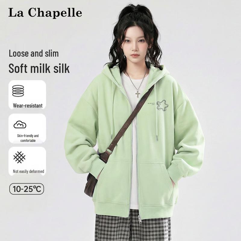 La Chapelle Women's Korean Style Zip-Up Hoodie