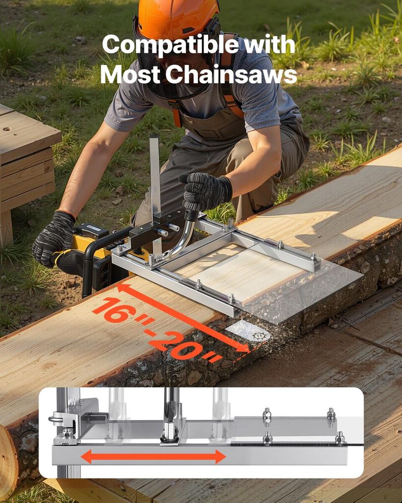 Chainsaw Mill, Portable Sawmill Fits 41-51 Cm Planking Milling Bar, Lumber Cross Cutting Guide Chain Saw with Shield, 0.2-11.81 In Cutting Thickness,