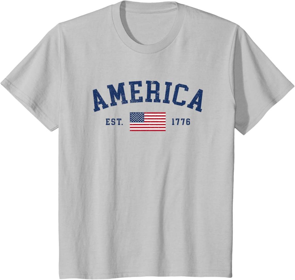 American Flag USA United States of America US 4th of July T-Shirt Make America Great Again Fashion Casual Short Sleeve T-shirt