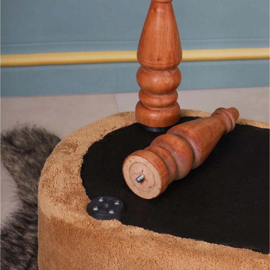 Decorative Multi-Purpose Pouf Sofa with Hornbeam Legs Digital Printing Bench Furniture for Home Living Room