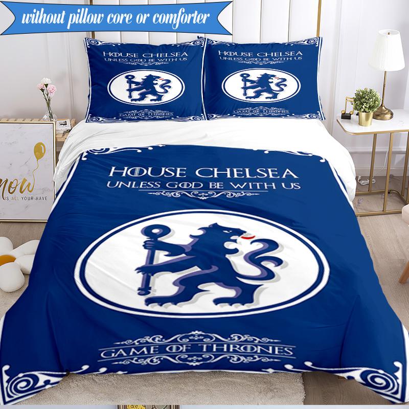 3PCS Chelsea Fc  Printed Soft Bedding Set,Including 1pc Duvet Cover And 2pcs Pillowcases Perfect for Bedroom, Dormitory, Fan Gift