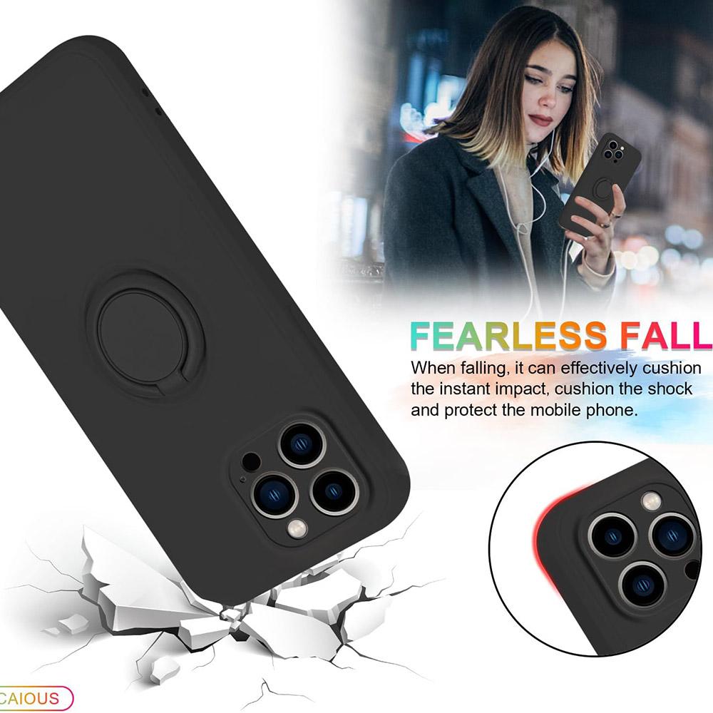For iPhone 16 Pro Max Case Ring Kickstand Phone Cover with Strap