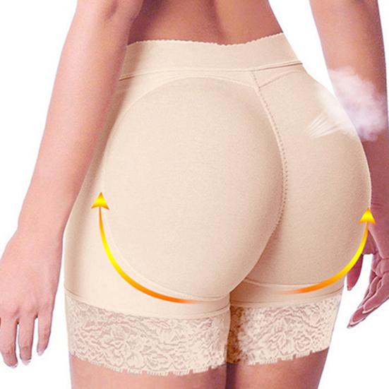 Padded Boxers Panties Mid Waist Lift Hip Solid Color Lace Panties Woman Supplies