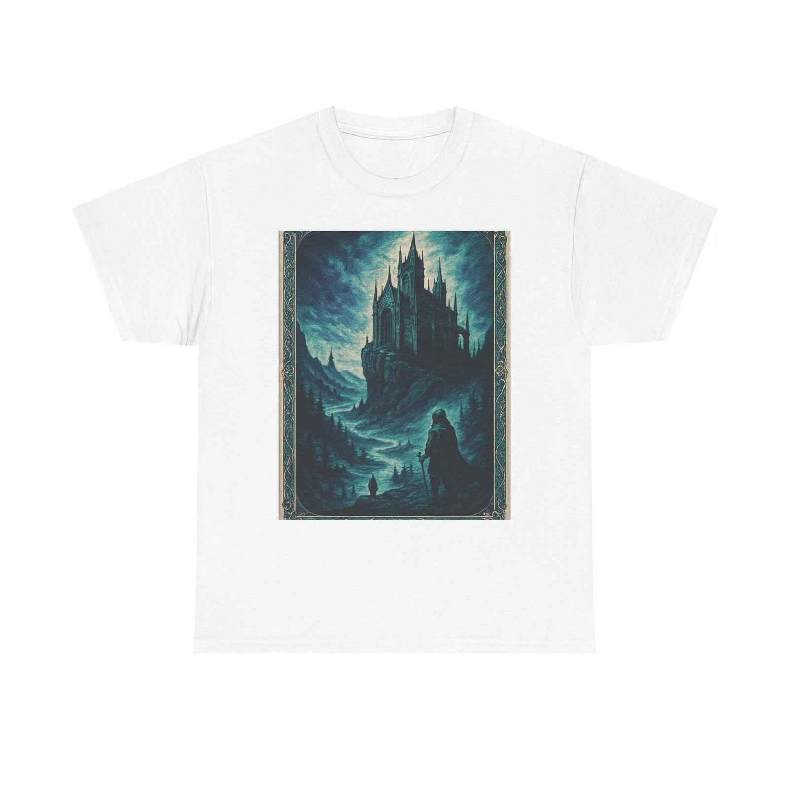 Gothic Castle Nightscape Tee | Dark Fantasy Illustration S