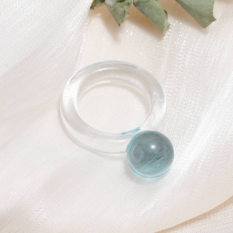 Round Rings Square Crystal Transparent Colorful Simple Geometric Resin Acrylic