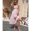 Women Sweet Floral Print Square Neck High Waist Flutter Sleeve Midi A Line Dress