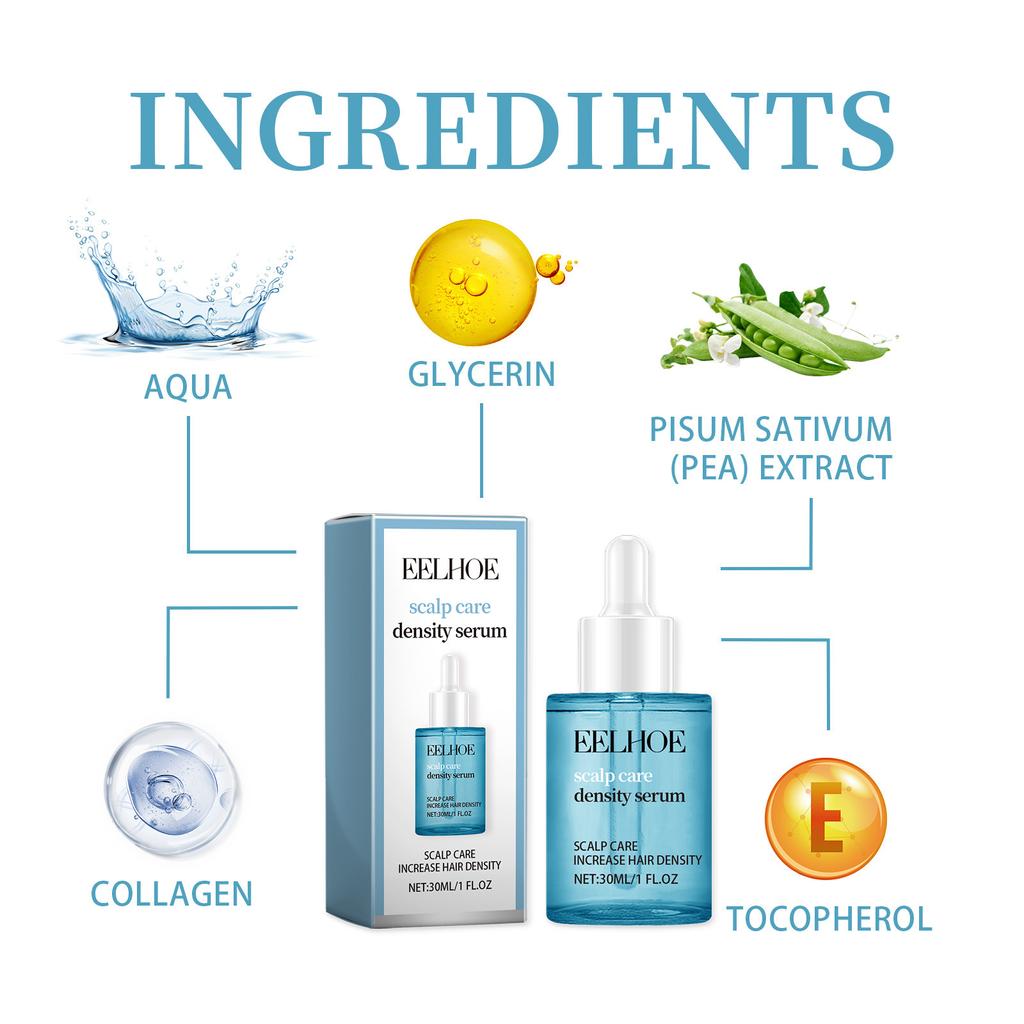 EELHOE Fermented Vitamin E Serum Natural Gentle Collagen Fermented Pisum Sativum Extract  Hair Essence Hair Growth Serum for Thinning Hair 30ml
