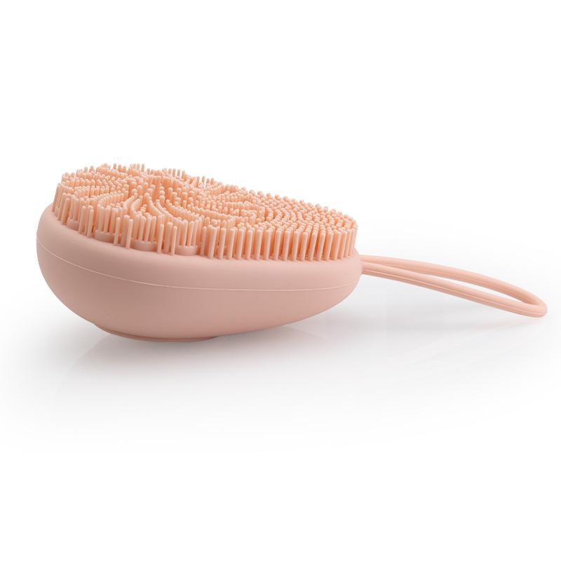Avocado Silicone Body Wash Brush - Refillable Shower Gel Container, Skin-Friendly Bath Brush, Kids Silicone Bath Massage Brush